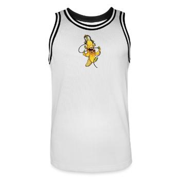 Banana Beat Mascot - Men's Basketball Jersey - white/black - Front - AI Model Male 185 dark (185cm)