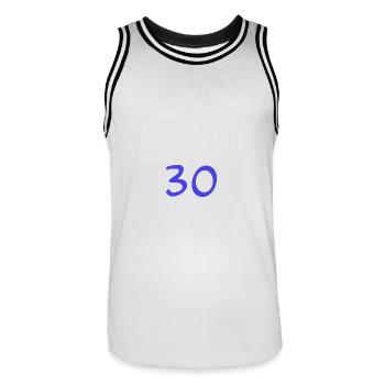 ANNIVERSAIRE. HAPPY BIRTHDAY. JOYEUX ANNIVERSAIRE. - Maillot de basket Homme - blanc/noir - Devant - AI Model Male 185 dark (185cm)