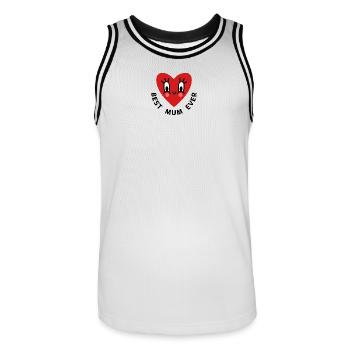 Cœur Kawaii avec un sourire - Maillot de basket Homme - blanc/noir - Devant - AI Model Male 185 dark (185cm)