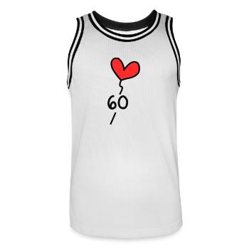 60 ANS. ANNIVERSAIRE. HAPPY BIRTHDAY. JOYEUX ANNIV - Maillot de basket Homme - blanc/noir - Devant - AI Model Male 185 dark (185cm)