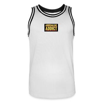 Annonce d’un accro à l’adrénaline - Maillot de basket Homme - blanc/noir - Devant - AI Model Male 185 dark (185cm)