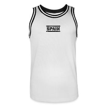spain - Männer Basketball-Trikot - Weiß/Schwarz - Vorne - AI Model Male 185 dark (185cm)
