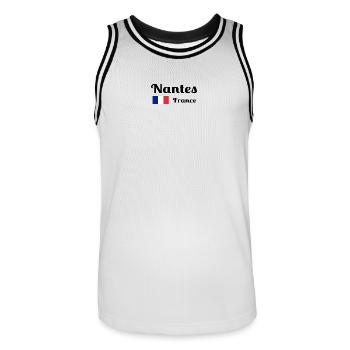 Nantes, France- Imprimés élégants - Maillot de basket Homme - blanc/noir - Devant - AI Model Male 185 dark (185cm)