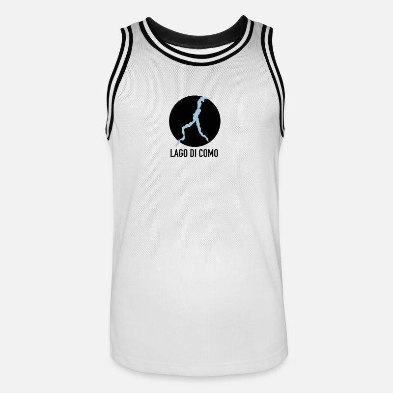 LAGO DI COMO - Comer See - Männer Basketball-Trikot - Weiß/Schwarz