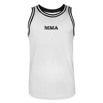 MMA - Men's Basketball Jersey - white/black - Front - AI Model Male 185 dark (185cm)