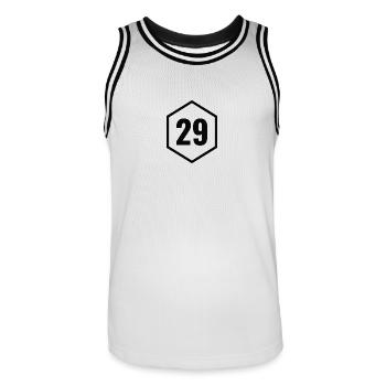 Bretagne - Finistère 29 - Noir - Maillot de basket Homme - blanc/noir - Devant - AI Model Male 185 dark (185cm)