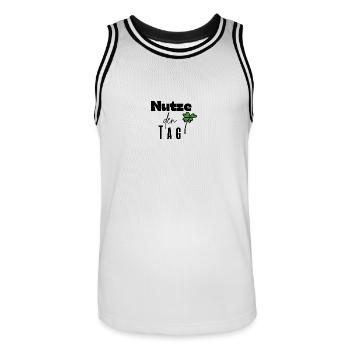 Nutze den Tag - Männer Basketball-Trikot - Weiß/Schwarz - Vorne - AI Model Male 185 dark (185cm)