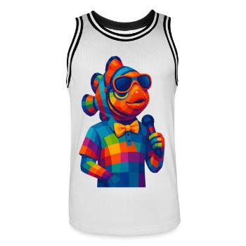 WPAP Polygon Stil Tiere - Clownfisch mit Fliege - Männer Basketball-Trikot - Weiß/Schwarz - Vorne - AI Model Male 185 dark (185cm)