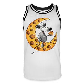 The Mouse Love Cheese - Men's Basketball Jersey - white/black - Front - AI Model Male 185 dark (185cm)