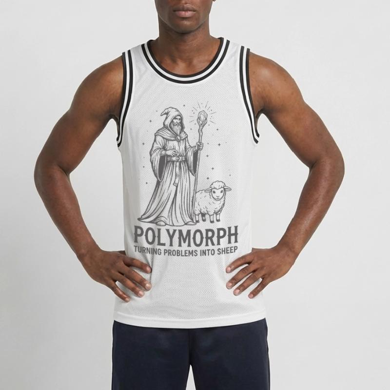 Polymorph Wizard – Turning Problems into Sheep Männer Basketball-Trikot