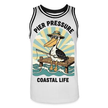Pelican Fisherman Pier Pressure Coastal - Men's Basketball Jersey - white/black - Front - AI Model Male 185 dark (185cm)