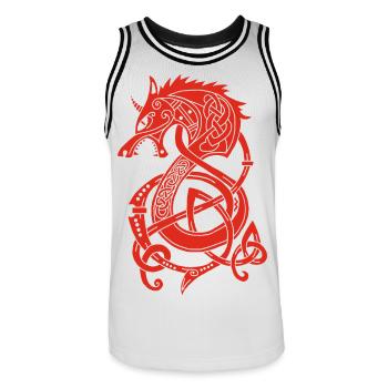 Dragon-loup viking (rouge) - Maillot de basket Homme - blanc/noir - Devant - AI Model Male 185 dark (185cm)