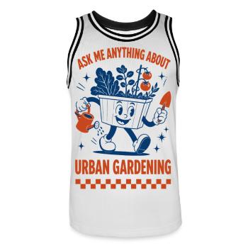 Urban Gardening Plant Party Grow Good Feel Good - Men's Basketball Jersey - white/black - Front - AI Model Male 185 dark (185cm)