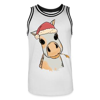 Poulain bébé Noël cadeau de Noël cheval fou - Maillot de basket Homme - blanc/noir - Devant - AI Model Male 185 dark (185cm)