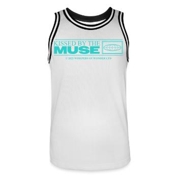 Inspiré et créatif – Déclaration esthétique - Maillot de basket Homme - blanc/noir - Devant - AI Model Male 185 dark (185cm)
