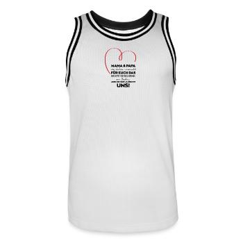 Mama Papa Eltern lustiges Geschenk - Männer Basketball-Trikot - Weiß/Schwarz - Vorne - AI Model Male 185 dark (185cm)