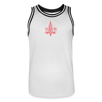 REDTWO KREUZ - Männer Basketball-Trikot - Weiß/Schwarz - Vorne - AI Model Male 185 dark (185cm)