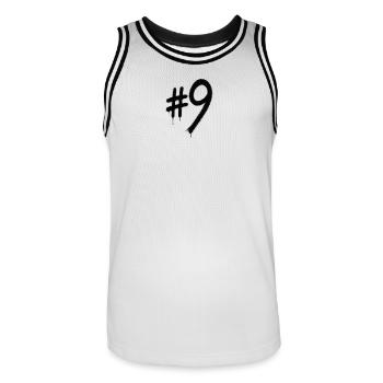 Graffiti Ziffer9 Streetart - Männer Basketball-Trikot - Weiß/Schwarz - Vorne - AI Model Male 185 dark (185cm)