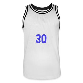 30. 30 YEARS. 30th ANNIVERSARY. 30TH ANNIVERSARY. - Men's Basketball Jersey - white/black - Front - AI Model Male 185 dark (185cm)