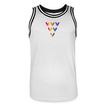 HERZ. HERZ. VALENTINSTAG. LIEBE. LIEBE. PAAR. - Männer Basketball-Trikot - Weiß/Schwarz - Vorne - AI Model Male 185 dark (185cm)