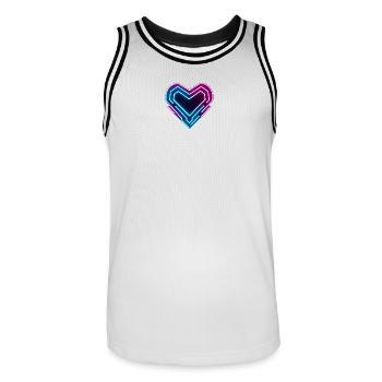 Futuristisches Neon-Herz | Cyber Heart Love Design - Männer Basketball-Trikot - Weiß/Schwarz - Vorne - AI Model Male 185 dark (185cm)