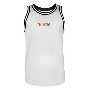 HERZ. HERZ. VALENTINSTAG. LIEBE. LIEBE. PAAR. - Männer Basketball-Trikot - Weiß/Schwarz - Vorne - AI Model Male 185 dark (185cm)