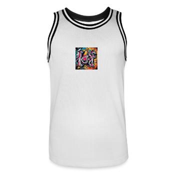urban street 2 - Männer Basketball-Trikot - Weiß/Schwarz - Vorne - AI Model Male 185 dark (185cm)