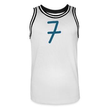 7 Nummer sieben Zahl Geburtstag - Männer Basketball-Trikot - Weiß/Schwarz - Vorne - AI Model Male 185 dark (185cm)