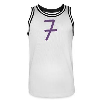7 Number Seven Number Violet Birthday - Men's Basketball Jersey - white/black - Front - AI Model Male 185 dark (185cm)