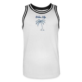 Palm Life Tropical Beach Design Minimal d’été - Maillot de basket Homme - blanc/noir - Devant - AI Model Male 185 dark (185cm)