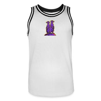 Zwei Erdmännchen auf einem Hügel  - Männer Basketball-Trikot - Weiß/Schwarz - Vorne - AI Model Male 185 dark (185cm)