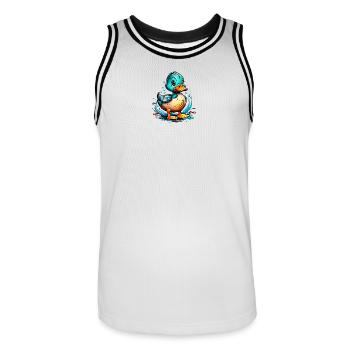 Cute duck design with water details - Men's Basketball Jersey - white/black - Front - AI Model Male 185 dark (185cm)