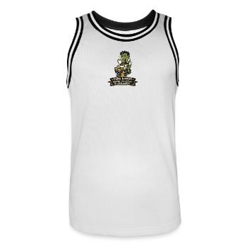 Kaffeezombie: Ohne Kaffee Bis Zum Kaffee - Männer Basketball-Trikot - Weiß/Schwarz - Vorne - AI Model Male 185 dark (185cm)