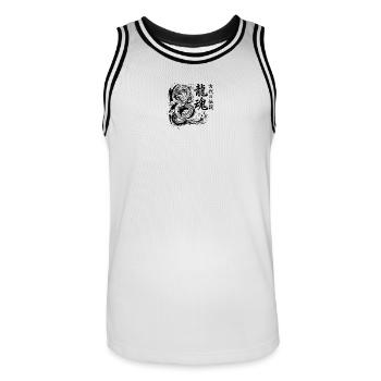 Dragon Soul Japanese Ink Design - Men's Basketball Jersey - white/black - Front - AI Model Male 185 dark (185cm)