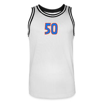 50. 50 ANS. 50e ANNIVERSAIRE. ANNIVERSAIRE 50 ANS. - Maillot de basket Homme - blanc/noir - Devant - AI Model Male 185 dark (185cm)