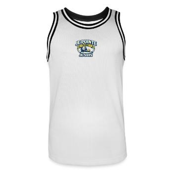 Je Pointe Donc Je Suis Pétanque - Maillot de basket Homme - blanc/noir - Devant - AI Model Male 185 dark (185cm)