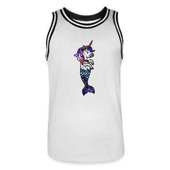 Cosmic Sea Unicorn - Men's Basketball Jersey - white/black - Front - AI Model Male 185 dark (185cm)