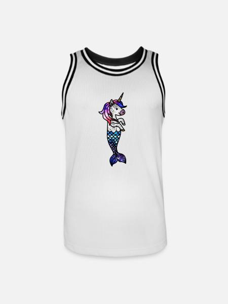 Kosmisches Meeres-Einhorn - Männer Basketball-Trikot - Weiß/Schwarz