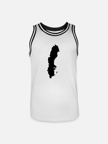 Schweden - Männer Basketball-Trikot - Weiß/Schwarz