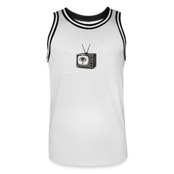 Der kathodische Riss - Männer Basketball-Trikot - Weiß/Schwarz - Vorne - AI Model Male 185 dark (185cm)