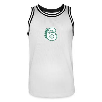 Number 6 - Men's Basketball Jersey - white/black - Front - AI Model Male 185 dark (185cm)