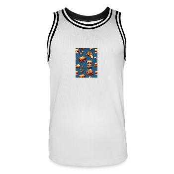Pixelart, Toasbrot - Männer Basketball-Trikot - Weiß/Schwarz - Vorne - AI Model Male 185 dark (185cm)