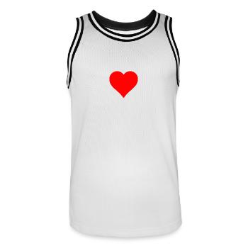 Rotes Herz - Männer Basketball-Trikot - Weiß/Schwarz - Vorne - AI Model Male 185 dark (185cm)