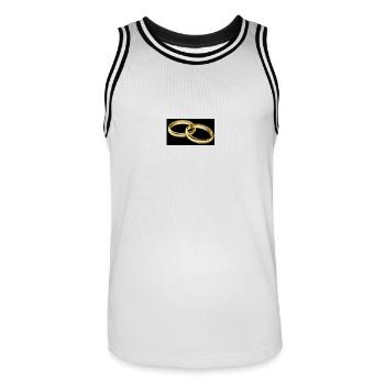anneaux de mariage - Maillot de basket Homme - blanc/noir - Devant - AI Model Male 185 dark (185cm)