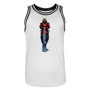 Red Warrior Samurai Coat - Men's Basketball Jersey - white/black - Front - AI Model Male 185 dark (185cm)