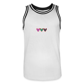 HERZ. HERZ. VALENTINSTAG. LIEBE. LIEBE. PAAR. - Männer Basketball-Trikot - Weiß/Schwarz - Vorne - AI Model Male 185 dark (185cm)