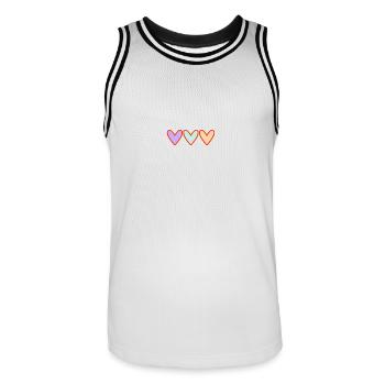 HERZ. HERZ. VALENTINSTAG. LIEBE. LIEBE. PAAR. - Männer Basketball-Trikot - Weiß/Schwarz - Vorne - AI Model Male 185 dark (185cm)