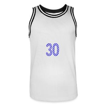 30. 30 ANS. 30e ANNIVERSAIRE. ANNIVERSAIRE 30 ANS. - Maillot de basket Homme - blanc/noir - Devant - AI Model Male 185 dark (185cm)