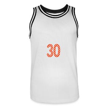 30. 30 ANS. 30e ANNIVERSAIRE. ANNIVERSAIRE 30 ANS. - Maillot de basket Homme - blanc/noir - Devant - AI Model Male 185 dark (185cm)