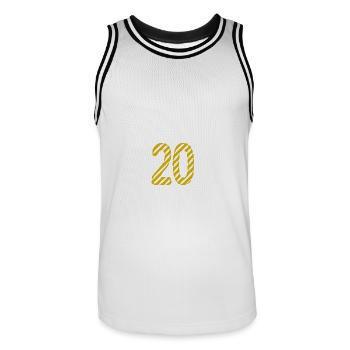 JAHRESTAG. ALLES GUTE ZUM GEBURTSTAG. ALLES GUTE ZUM GEBURTSTAG. - Männer Basketball-Trikot - Weiß/Schwarz - Vorne - AI Model Male 185 dark (185cm)